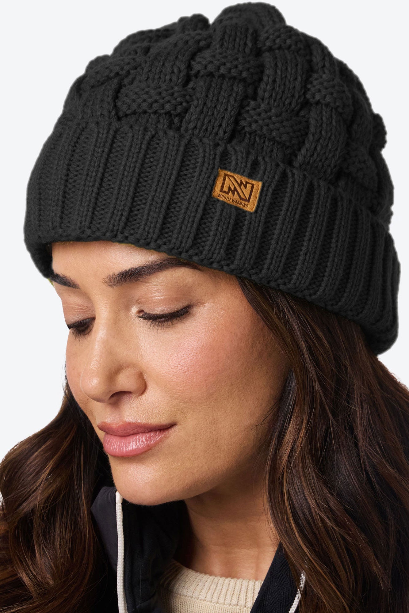 Heated Cable Knit Beanie - Black – Fieldsheer