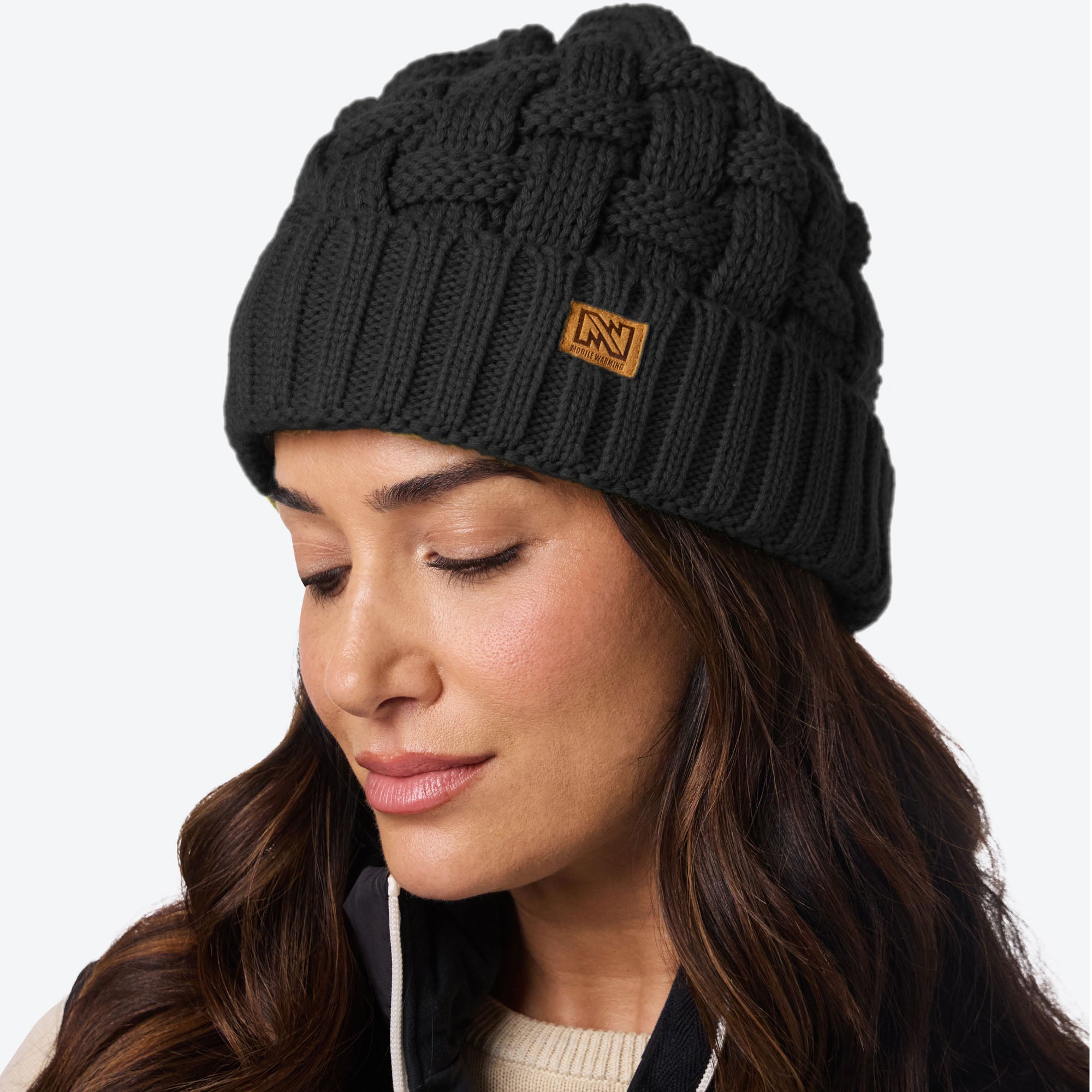 Heated Cable Knit Beanie - Black – Fieldsheer