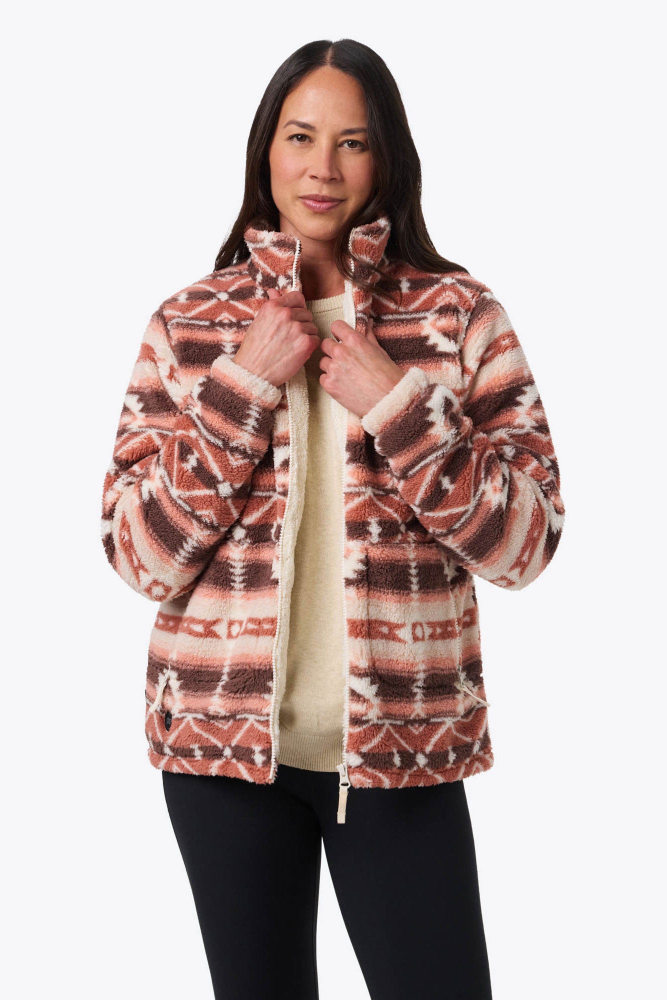Upland High-Pile Printed Long Jacket Women's - Clay Aztec – Fieldsheer