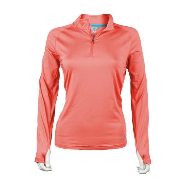 Mobile Cooling Technology Hoodie XS / Coral Mobile Cooling® Women's Long Sleeve Shirt 1/4 Zip Heated Clothing