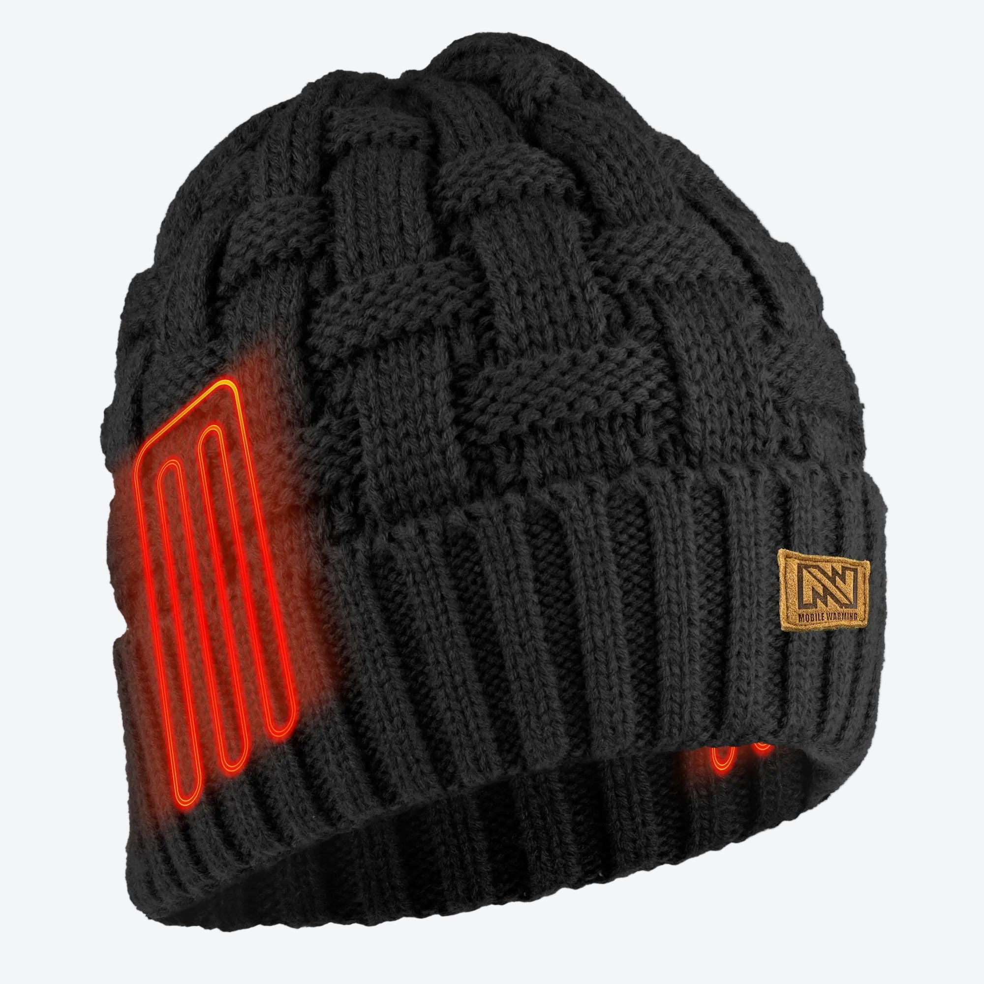 Heated Cable Knit Beanie - Black – Fieldsheer