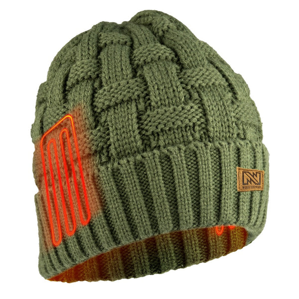 Mobile Warming Technology Hat Heated Cable Knit Beanie Heated Clothing