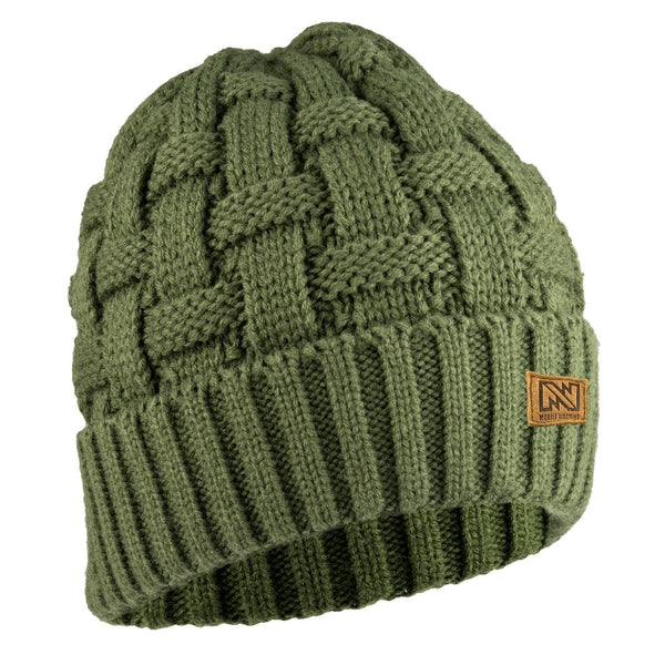 Mobile Warming Technology Hat GREEN Heated Cable Knit Beanie Heated Clothing