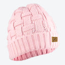 Mobile Warming Technology Hat Heated Cable Knit Beanie - PINK Heated Clothing