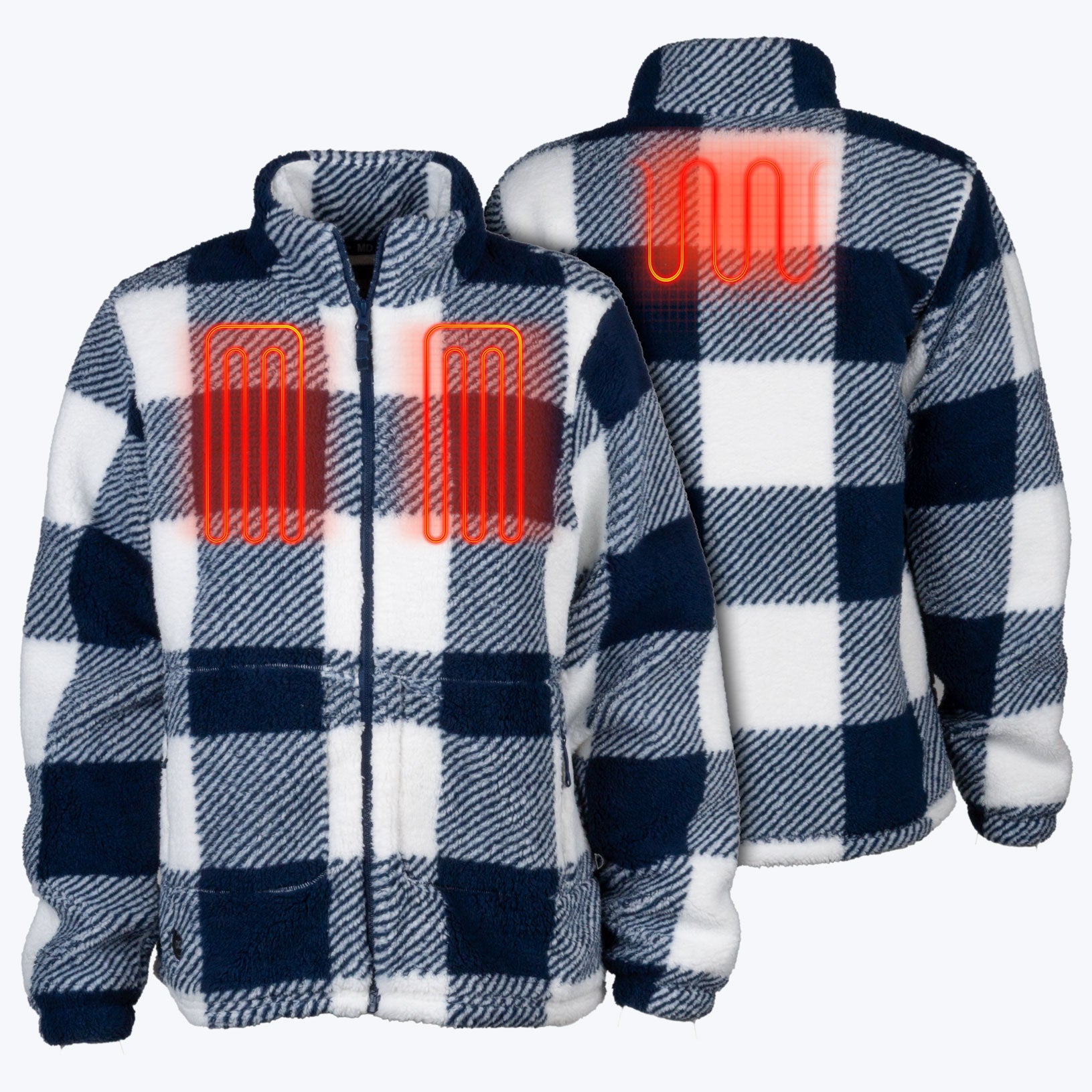 Upland High-Pile Printed Long Jacket Women's - Blue Plaid – Fieldsheer