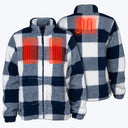 Mobile Warming Technology Jacket Upland High-Pile Printed Long Jacket Women's - Blue Plaid Heated Clothing