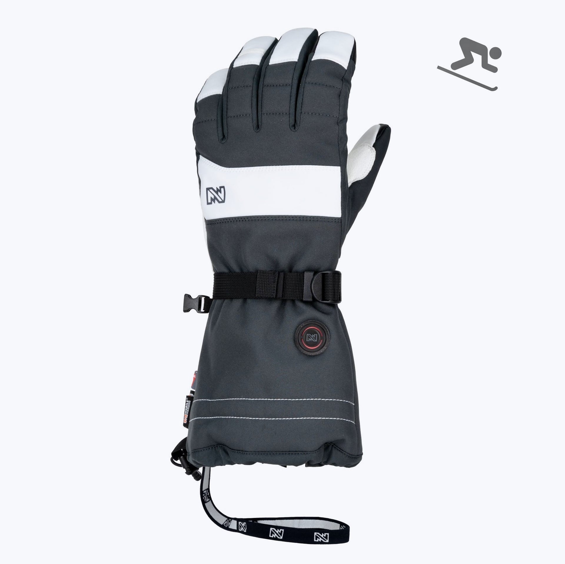 ski gloves with goggle wiper Mobile Warming Women's Aerial Snow Glove, White/Grey / LG