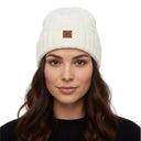 Mobile Warming Technology Hat Heated Cable Knit Beanie - Cream Heated Clothing