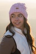Mobile Warming Technology Hat Heated Cable Knit Beanie - Pink Heated Clothing - product view 3
