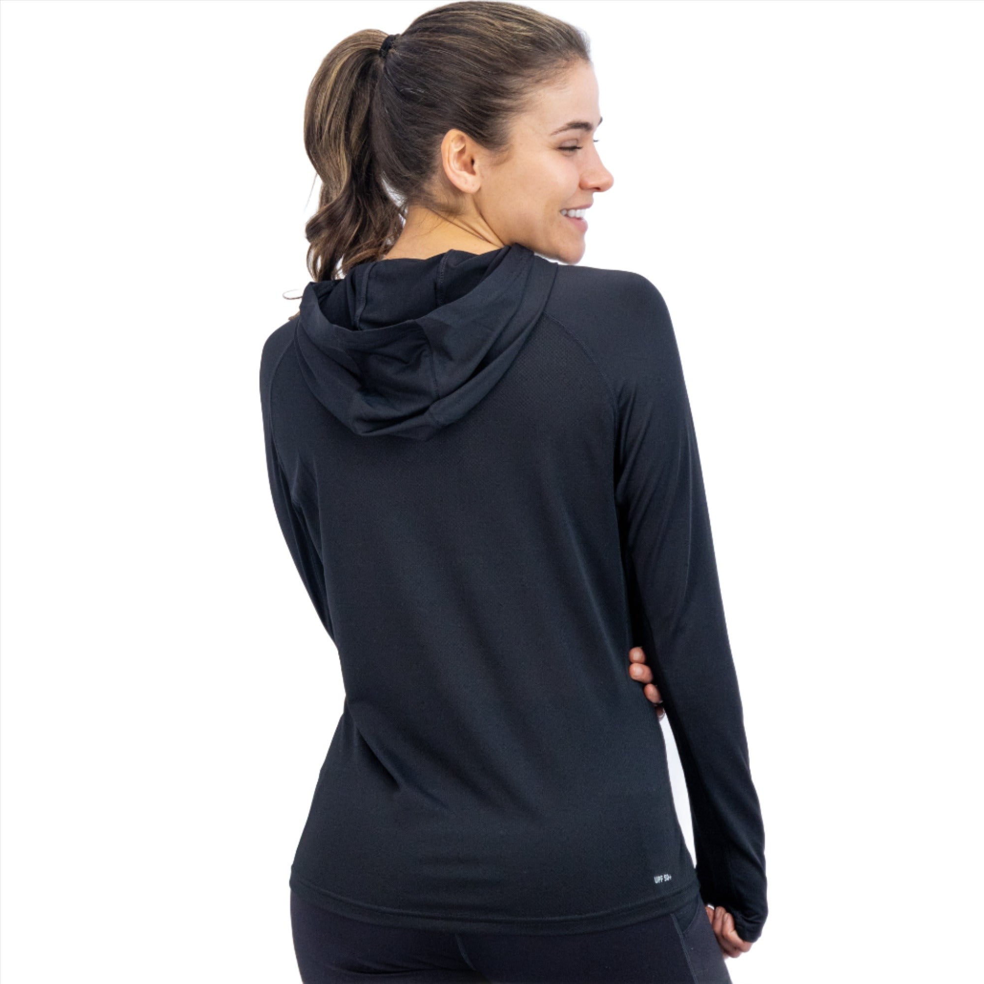 Women's Mobile Cooling Hooded Long Sleeve Shirt SM / Black
