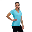 Mobile Cooling Technology Shirt Women's Cooling V-Neck Shirt - Sky Heated Clothing