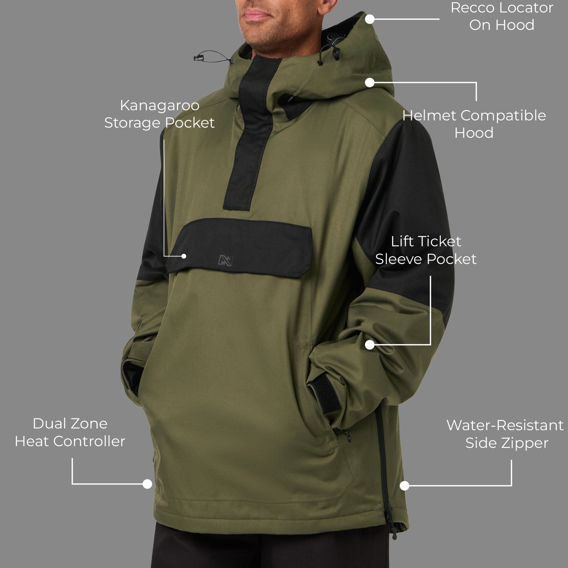 Denali Anorak 1/4 Zip Hoodie Men's - Olive – Fieldsheer