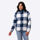 Mobile Warming Technology Jacket Upland Sherpa Printed Long Jacket Women's - Blue Plaid Heated Clothing