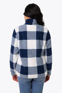 Mobile Warming Technology Jacket Upland High-Pile Printed Long Jacket Women's - Blue Plaid Heated Clothing - product view 6