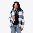 Mobile Warming Technology Jacket Upland Sherpa Printed Long Jacket Women's - Blue Plaid Heated Clothing