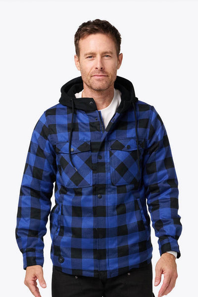 Flannel Heated Hoodie Jacket - Blue – Fieldsheer