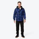 Mobile Warming Technology Jacket Flannel Heated Hoodie Jacket - BLACK/BLUE Heated Clothing