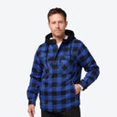 Mobile Warming Technology Jacket Flannel Heated Hoodie Jacket - BLACK/BLUE Heated Clothing