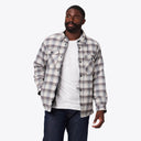 Mobile Warming Technology Jacket Heated Flannel Jacket Men's - Cream/Grey Heated Clothing