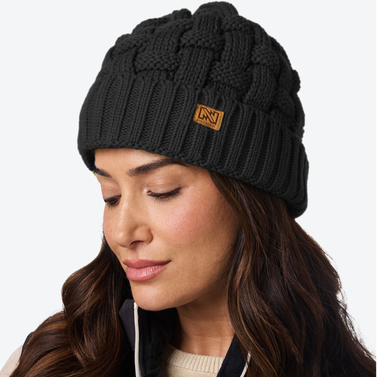 Black Knit beanie Cashmere Wool Beanie – Yacaia Y-0004 Black (Unisex) main image 2