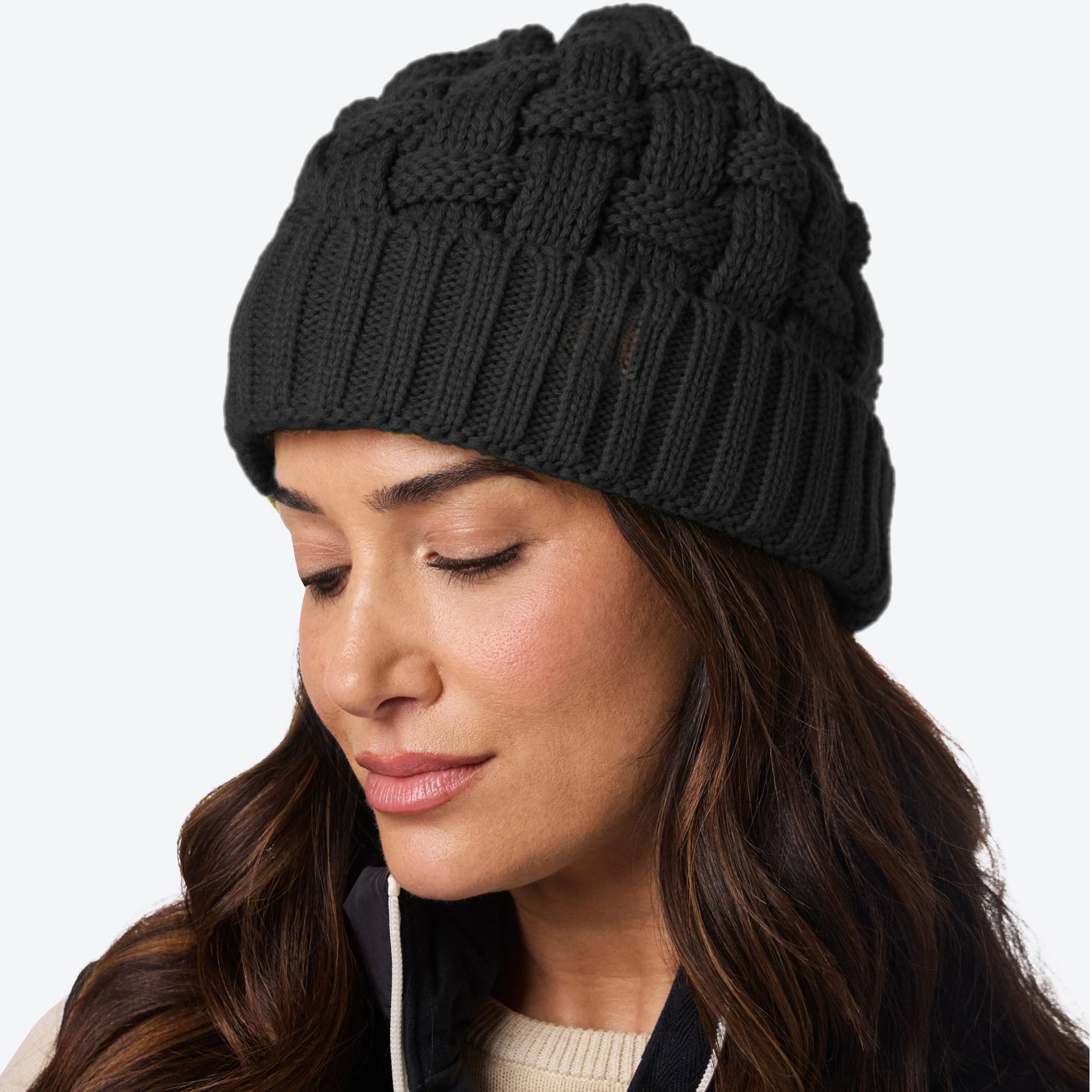 Heated Cable Knit Beanie