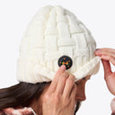 Mobile Warming Technology Hat Heated Cable Knit Beanie - Cream Heated Clothing