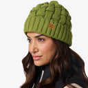 Mobile Warming Technology Hat Heated Cable Knit Beanie - Green Heated Clothing