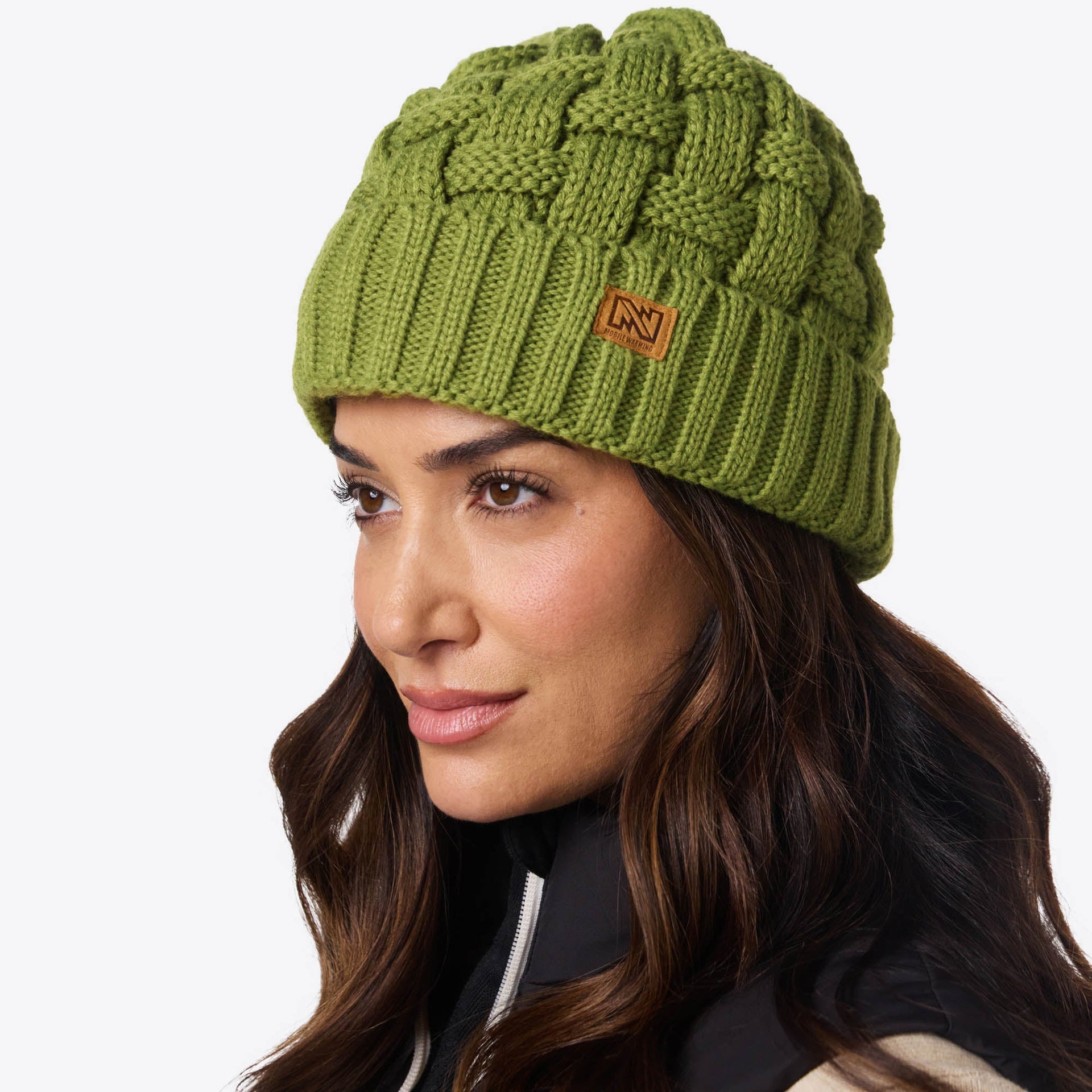 Heated Cable Knit Beanie