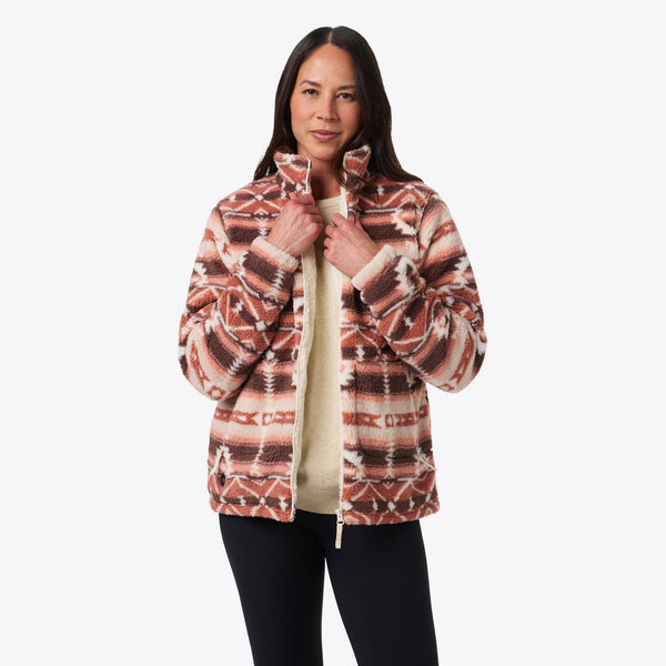 Upland High-Pile Printed Long Jacket Women's - Clay Aztec – Fieldsheer
