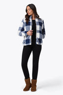 Mobile Warming Technology Jacket Upland High-Pile Printed Long Jacket Women's - Blue Plaid Heated Clothing - product view 7