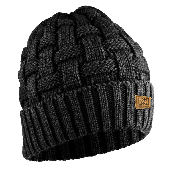 Mobile Warming Technology Hat BLACK Heated Cable Knit Beanie Heated Clothing