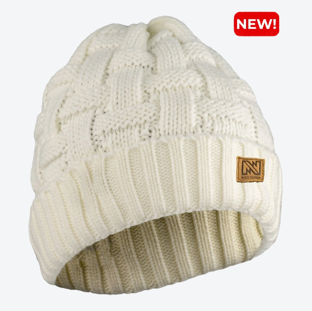 Mobile Warming Technology Hat Heated Cable Knit Beanie Heated Clothing