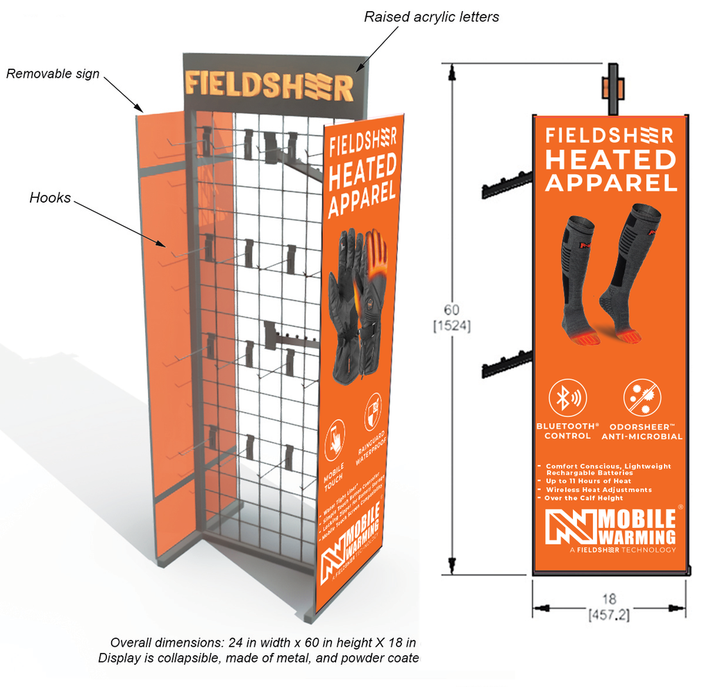 Fieldsheer Display Mobile Warming Gondola Display Mobile Warming Gondola Floor Display (Shorter 2020 version) Heated Clothing