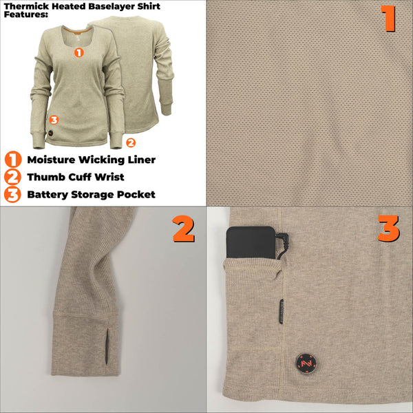 Mobile Warming Technology Baselayers Thermick Baselayer Shirt Women's Heated Clothing