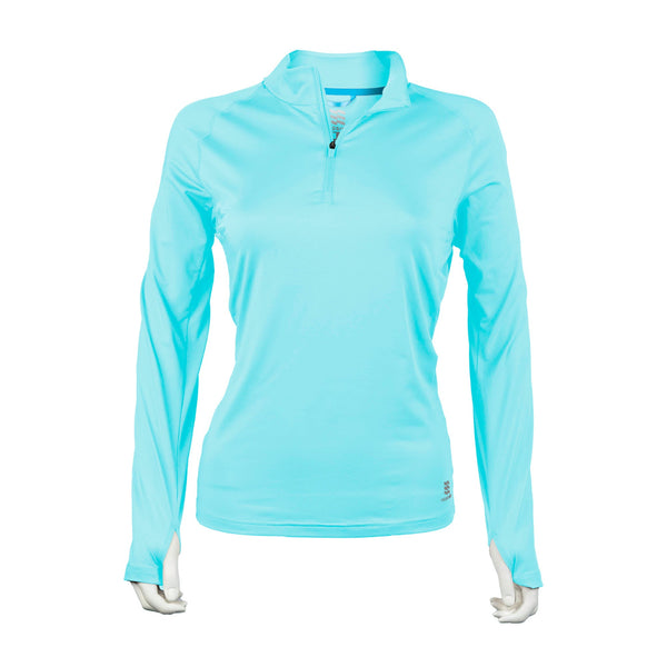 Mobile Cooling Technology Hoodie XS / Sky Mobile Cooling® Women's Long Sleeve Shirt 1/4 Zip Heated Clothing
